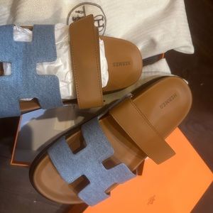 Extremely hard to find brand new never worn in box Hermes Chypre Sandals.
